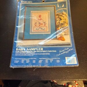 Baby Sampler Embroidery Kit - Blue and White
